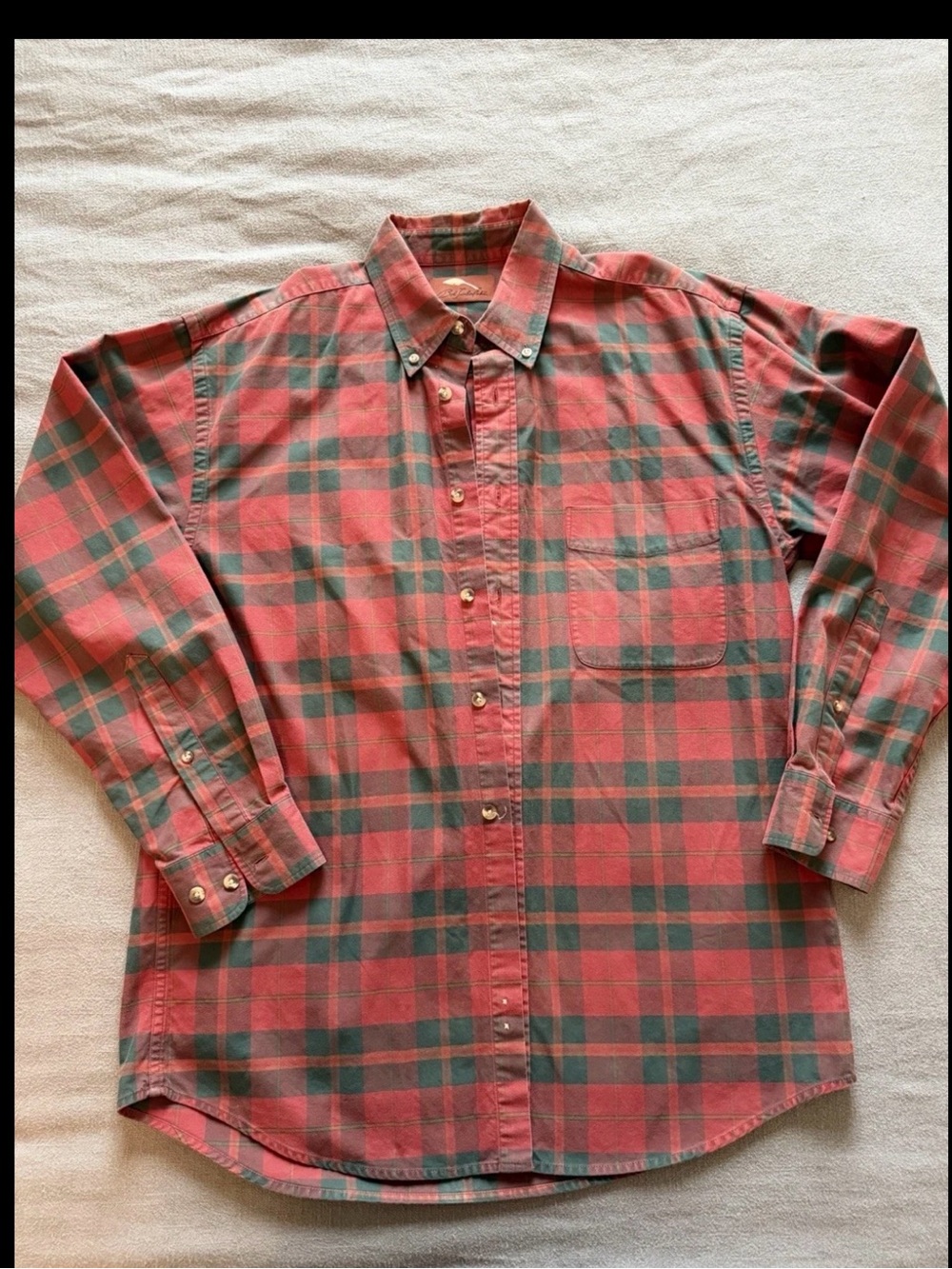 Mens vintage Bob Timberlake long sleeve Plaid Button-Down Shirt - Red Green